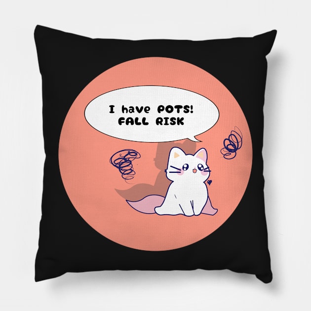 POTS disability awareness cute cat Pillow by RavenRarities