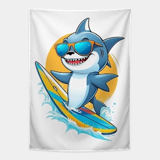 happy shark surfer Tapestry