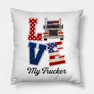 Trucker's Wife  T Shirt Love My Trucker Personalized Gift Pillow