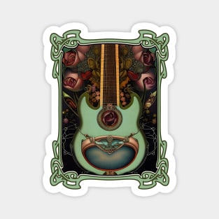 Sea Green Guitar & Roses Magnet