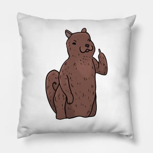 Grumpy Squirrel Holding Middle finger funny gift Pillow