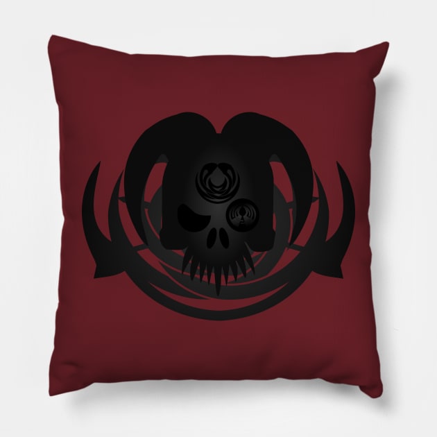 Black Demon Skull Pillow by DepicSpirit