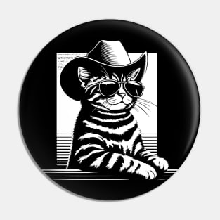 Cat Cowboy Cowgirl Country Western Funny Cat Pin