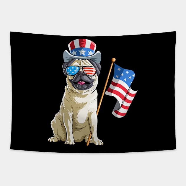 Pug 4th of July Funny Gift Tapestry by crowominousnigerian 