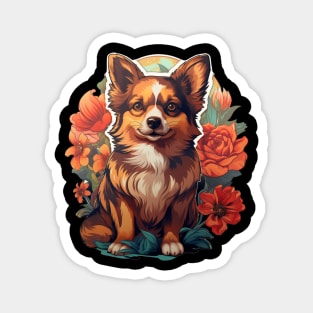 Floral Chihuahua Vintage Flower Dog Lover Magnet