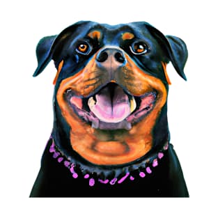 Rottweiler Portrait - art style of Lisa Frank T-Shirt