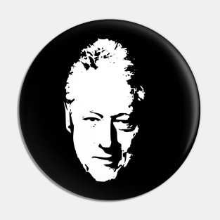 Bill Clinton White On Black Pop Art Pin