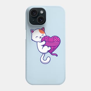 Cute Cat Playing Yarn Ball Cartoon Phone Case