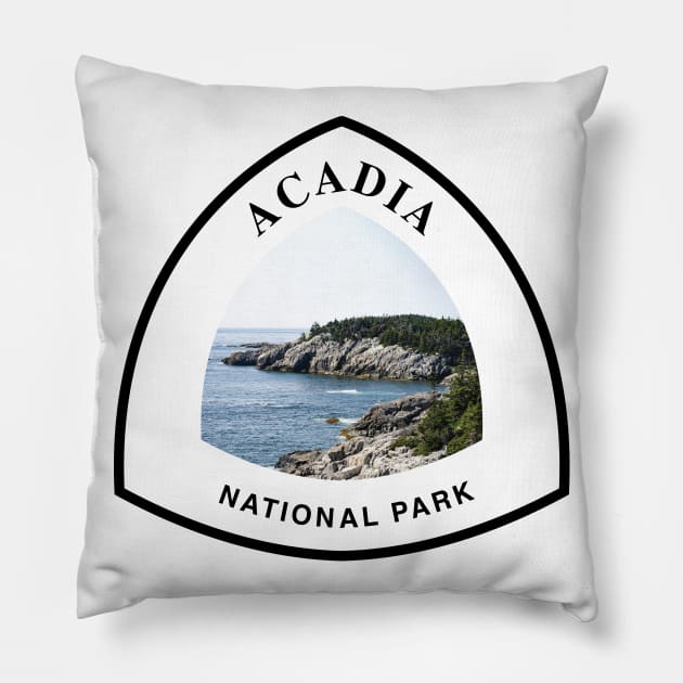 Acadia National Park trail marker Pillow by nylebuss