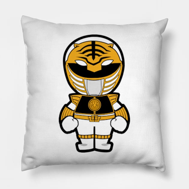 White Ranger Chibi Pillow by mighty corps studio