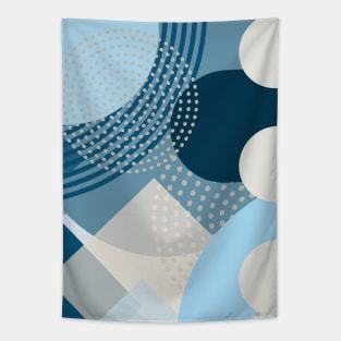 Modern Geometric Pattern Indigo Cream Serene Style Tapestry