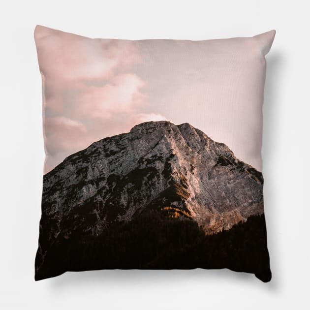 Red Sunset on Rocky Mountain Pillow by Luigi Veggetti