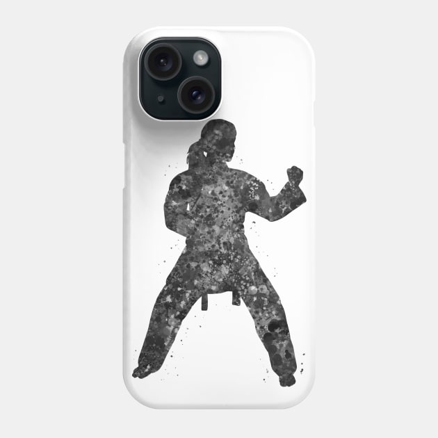 Taekwondo girl black and white Phone Case by Yahya Art