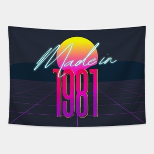 Made In 1981 ∆∆∆ VHS Retro 80s Outrun Birthday Design Tapestry