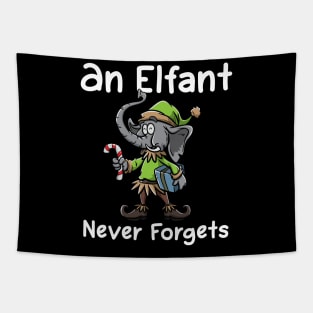 Christmas Elephant Funny Elf Costume An Elfant Never Forgets Tapestry