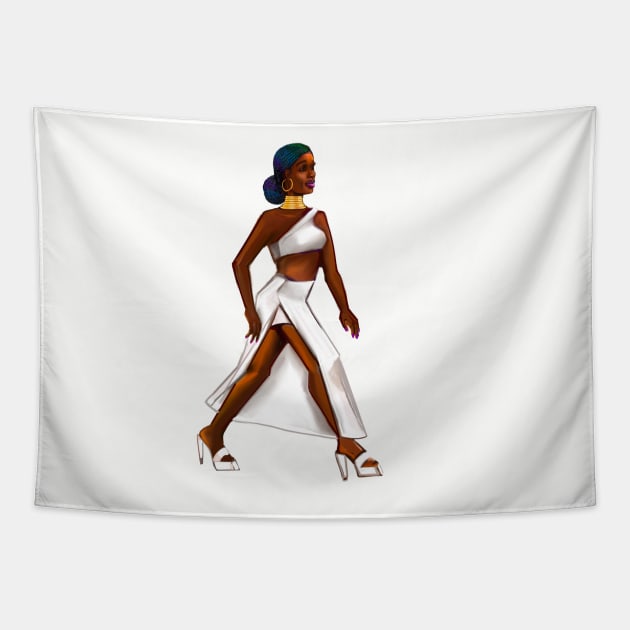 Black is beautiful Afro queen Striding- The best Gifts for black women 2022 Tapestry by Artonmytee