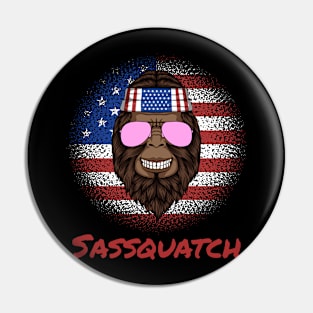 Sassquatch - Badass With An Attitude To Match - Patriotic American - Black Pin