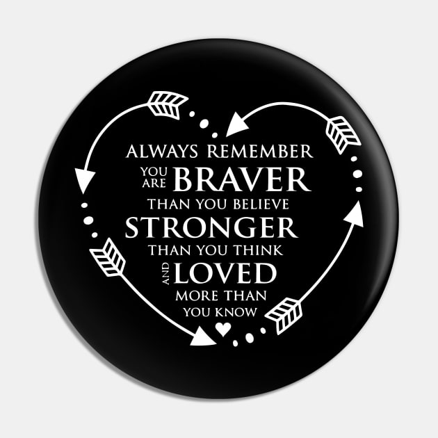 Always Remember You Are Braver Than You Believe Stronger Than You Seem Smarter Than You Think Pin by ZimBom Designer