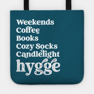 Hygge List Weekends Coffee Cozy Socks Candlelight Tote