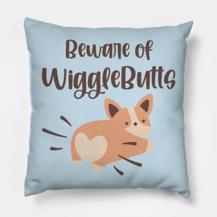 Beware of WiggleButts Cute Corgi Pillow