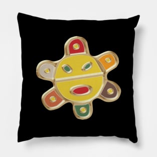 Taino Sun Oil Paint Strokes Pillow