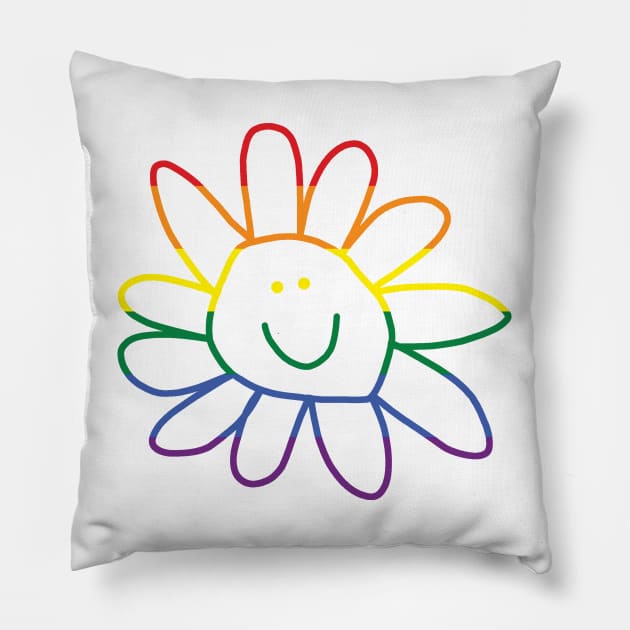 Pride Stripes Daisy Doodle Pillow by ellenhenryart