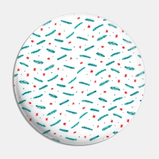 Christmas branches and stars - teal and red Pin