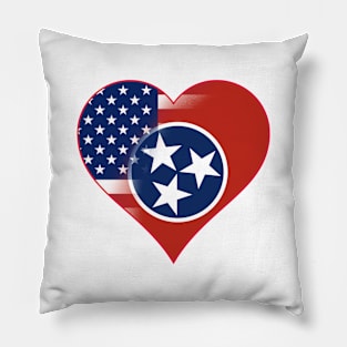 State of Tennessee Flag and American Flag Fusion Design Pillow