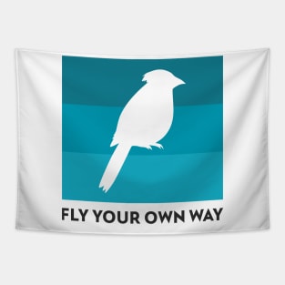 Fly Your Own Way Parrot Bird design, Motivational Quote Tapestry