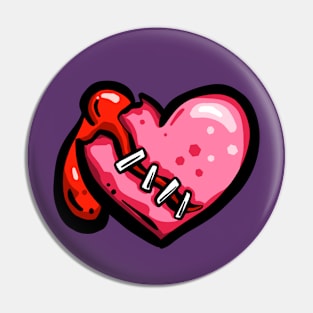 Dead Cartoon Zombie Heart - Ribs Pin