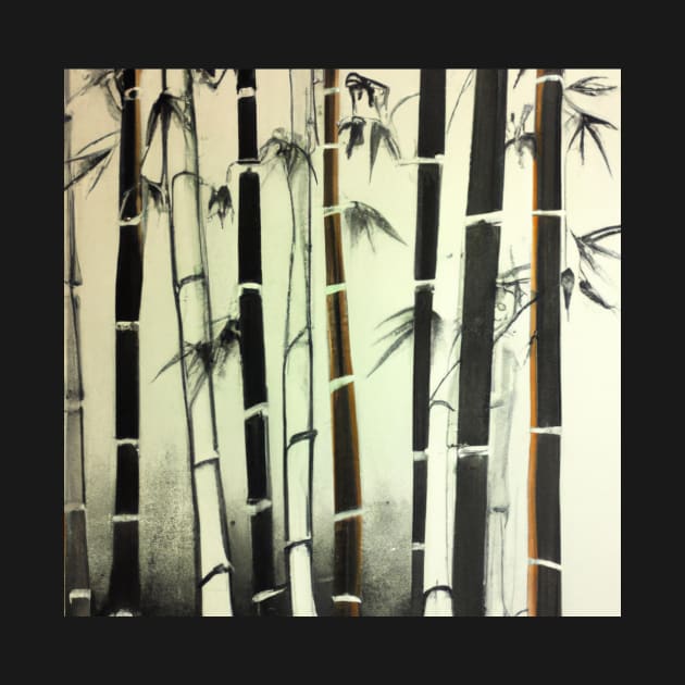 Nihonga painting of a bamboo forest by RisingSunCreations