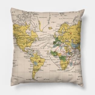 Old World Currency Map (1907) Vintage Gold Standard & Silver Backed Money Countries Atlas Pillow