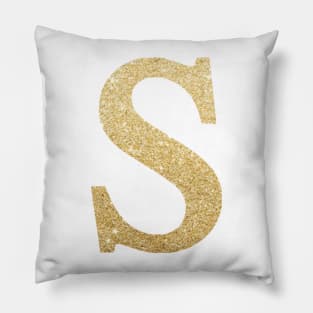 The Letter S Gold Metallic Pillow