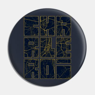 Charleroi, Belgium City Map Typography - Gold Art Deco Pin