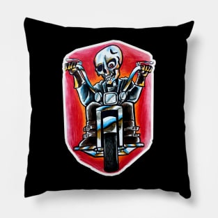 Biker Skeleton Pillow