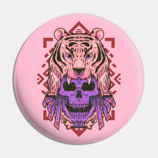 Tiger Head Skull Pin