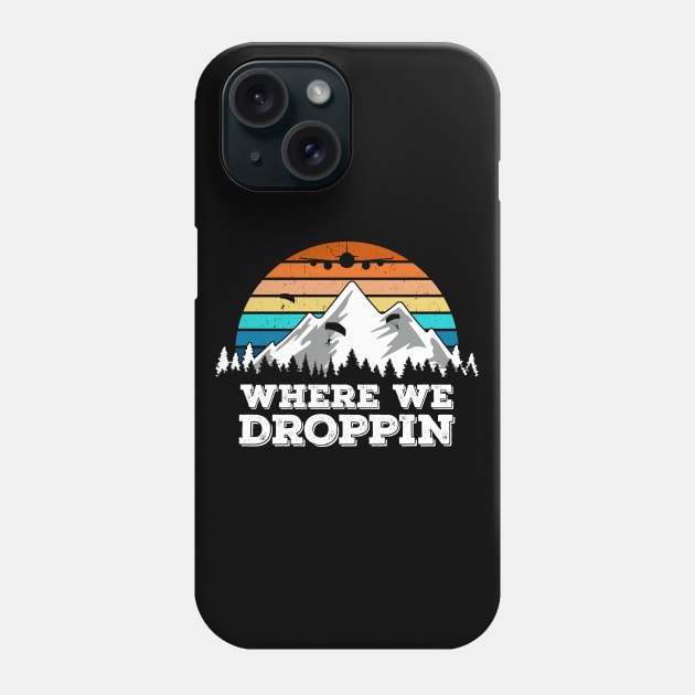 Where We Droppin, Cool Retro Gift Idea for Video Game Players Phone Case by Zen Cosmos Official