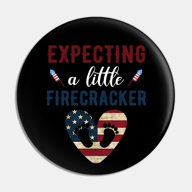 4th of July Pregnancy Announcement shirt, Expecting a Little Firecracker 4th of July Mom to be shirt, 4th of July Baby Announcement Pin by RRADesign