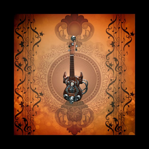 Awesome steampunk guitar with skulls by Nicky2342