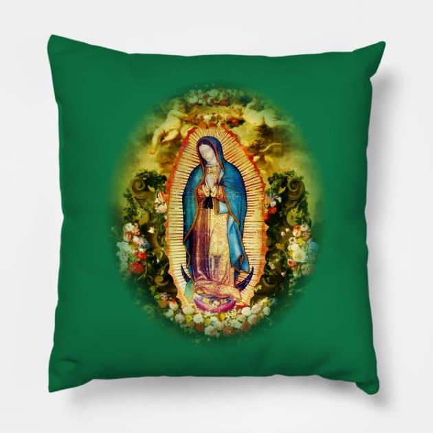 Our Lady of Guadalupe Mexican Virgin Mary Mexico Aztec Tilma 20-105 Pillow by hispanicworld