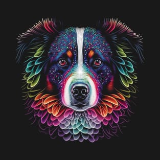 Border Collie Watercolor Painting Portrait Art T-Shirt