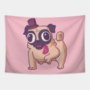 Cute Dumb Pug Dog With Hat Tapestry