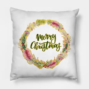 Merry Christmas - An Australian Native Floral Wreath Pillow