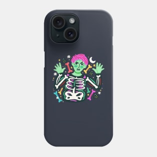 Illustration Zombie With Skeleton Phone Case