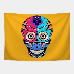 raw skull candy in mayan pattern ecopop Tapestry