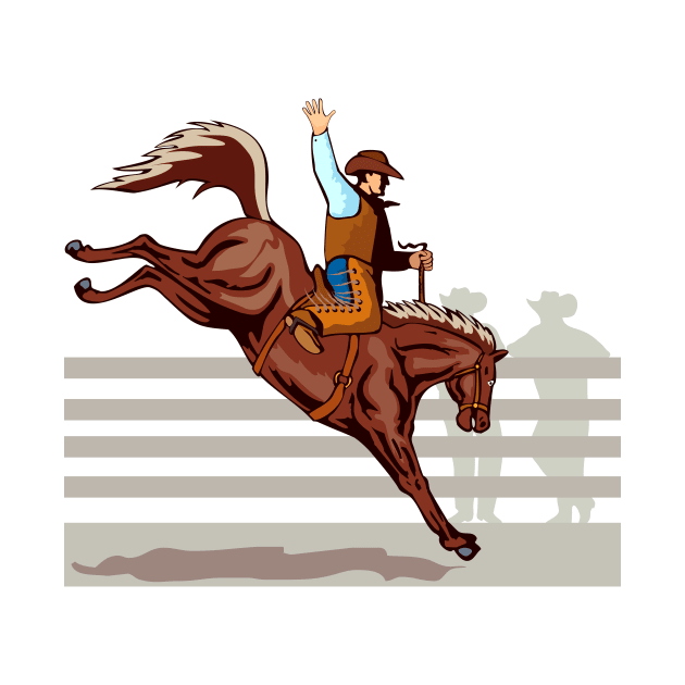 Rodeo  Saddle Bronc Competition Retro by retrovectors