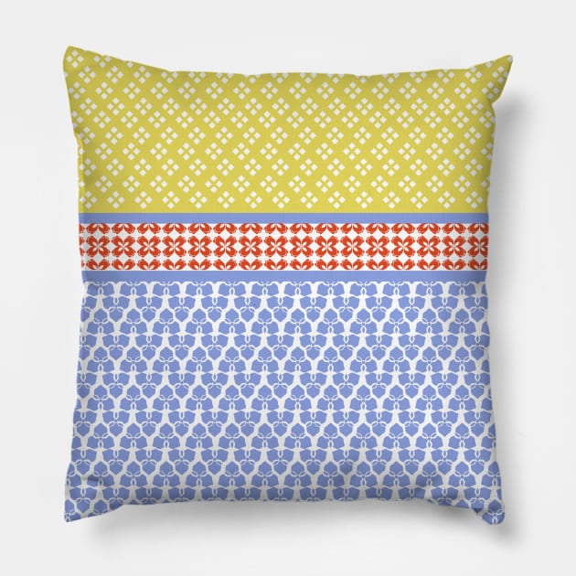 Japanese Style Geometric Motif Shibori Pattern Pillow by oknoki