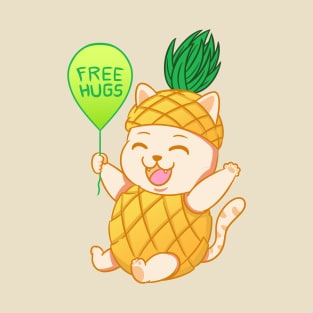 Fruit Cat : Pineapple Free Hugs T-Shirt