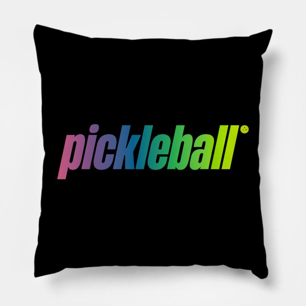 Pickleball Retro Rainbow Fade Pillow by darklordpug