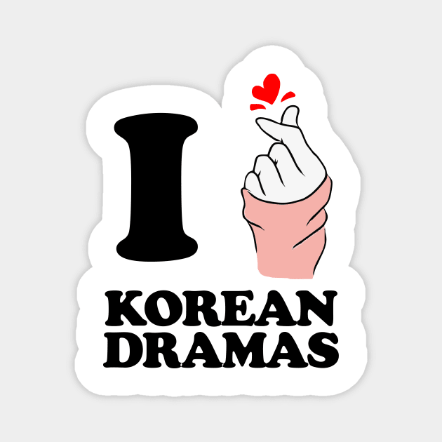 i love korean drama finger heart black Magnet by Typography Dose